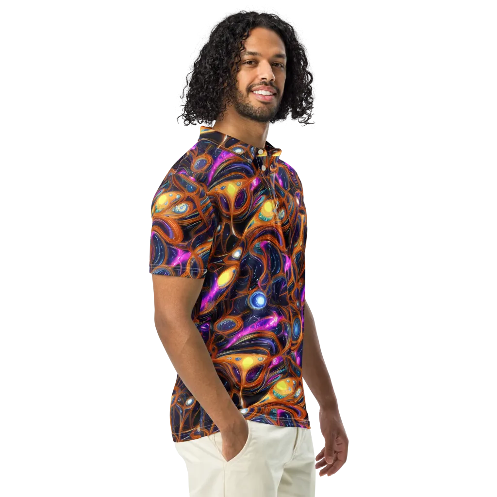 Magnetic Aurora on Men's Slim Fit Polo Shirt — Right Front