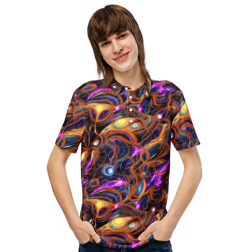 Magnetic Aurora on Men's Slim Fit Polo Shirt — Front