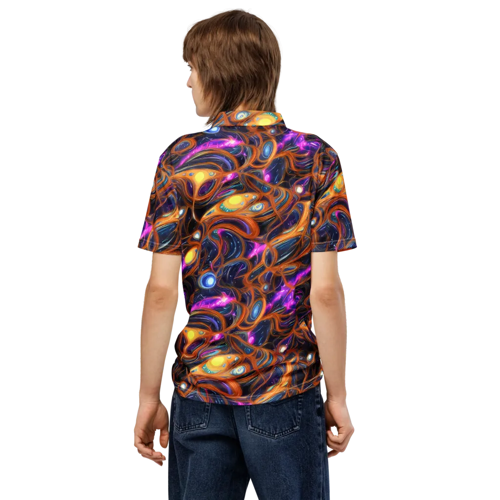 Magnetic Aurora on Men's Slim Fit Polo Shirt — Back