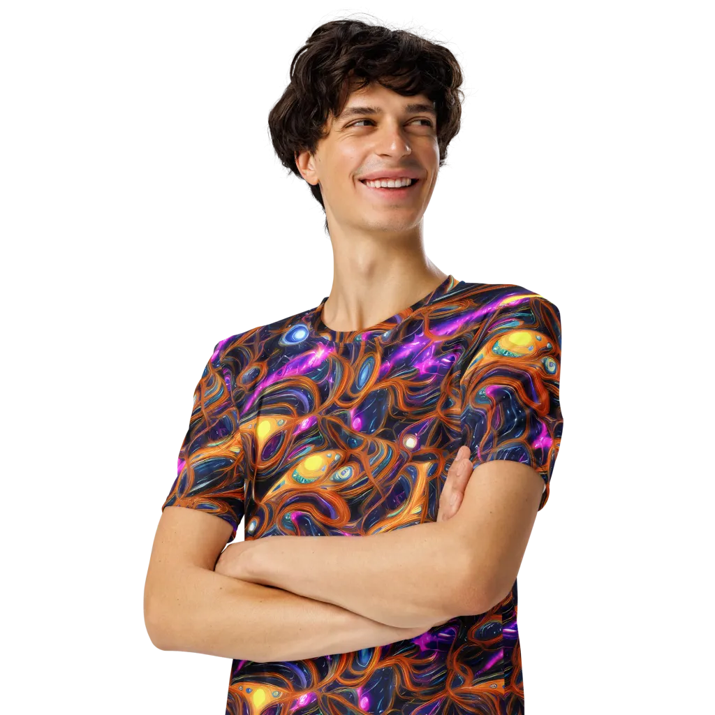 Magnetic Aurora on Men's Crew Neck T-Shirt — Left Front