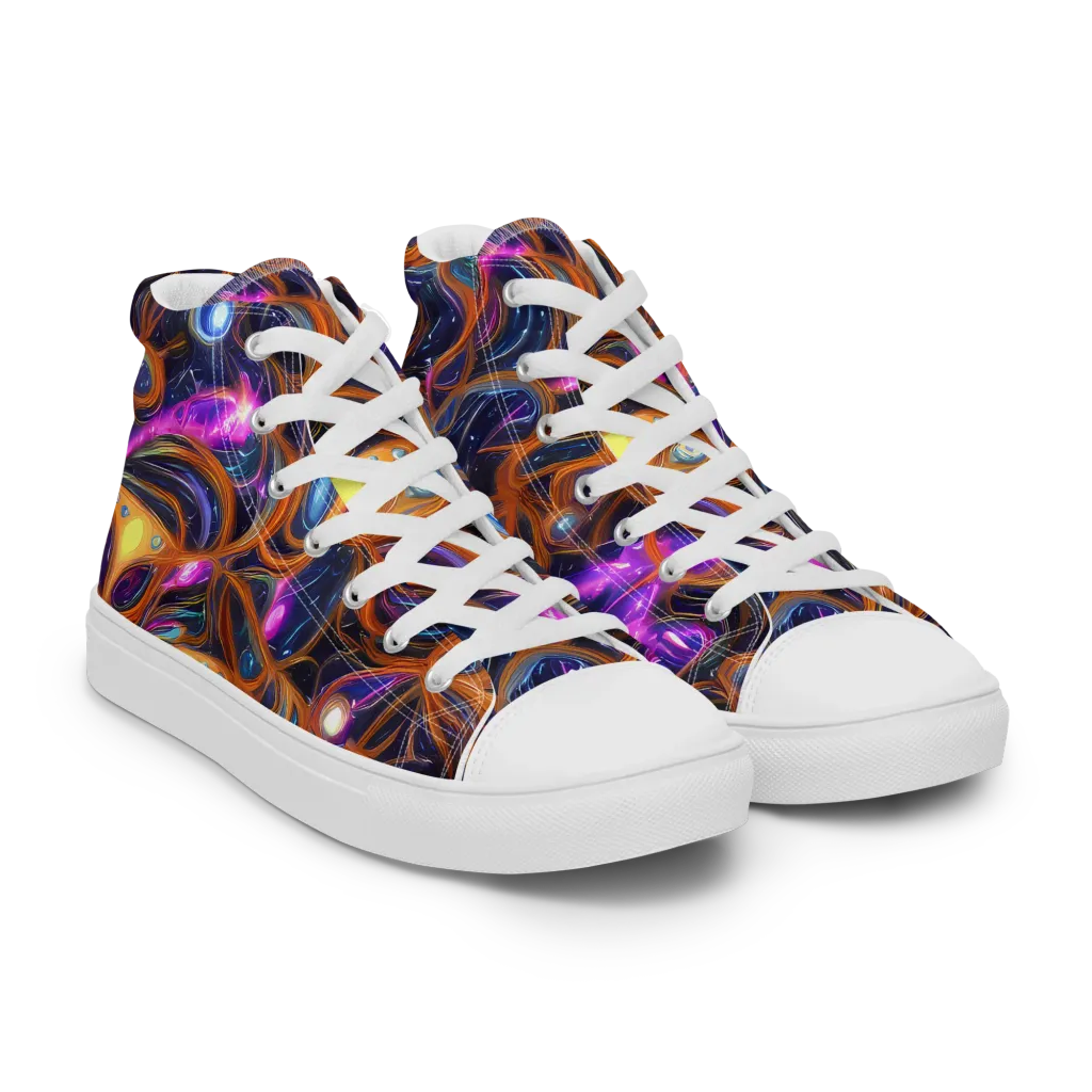 Magnetic Aurora on Men's High Top Canvas Shoes — Right Front