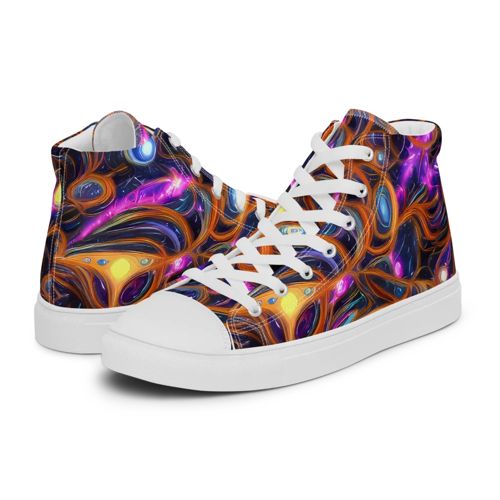 Magnetic Aurora on Men's High Top Canvas Shoes — Left