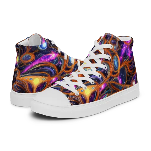 Magnetic Aurora on a Men's High Top Canvas Shoes
