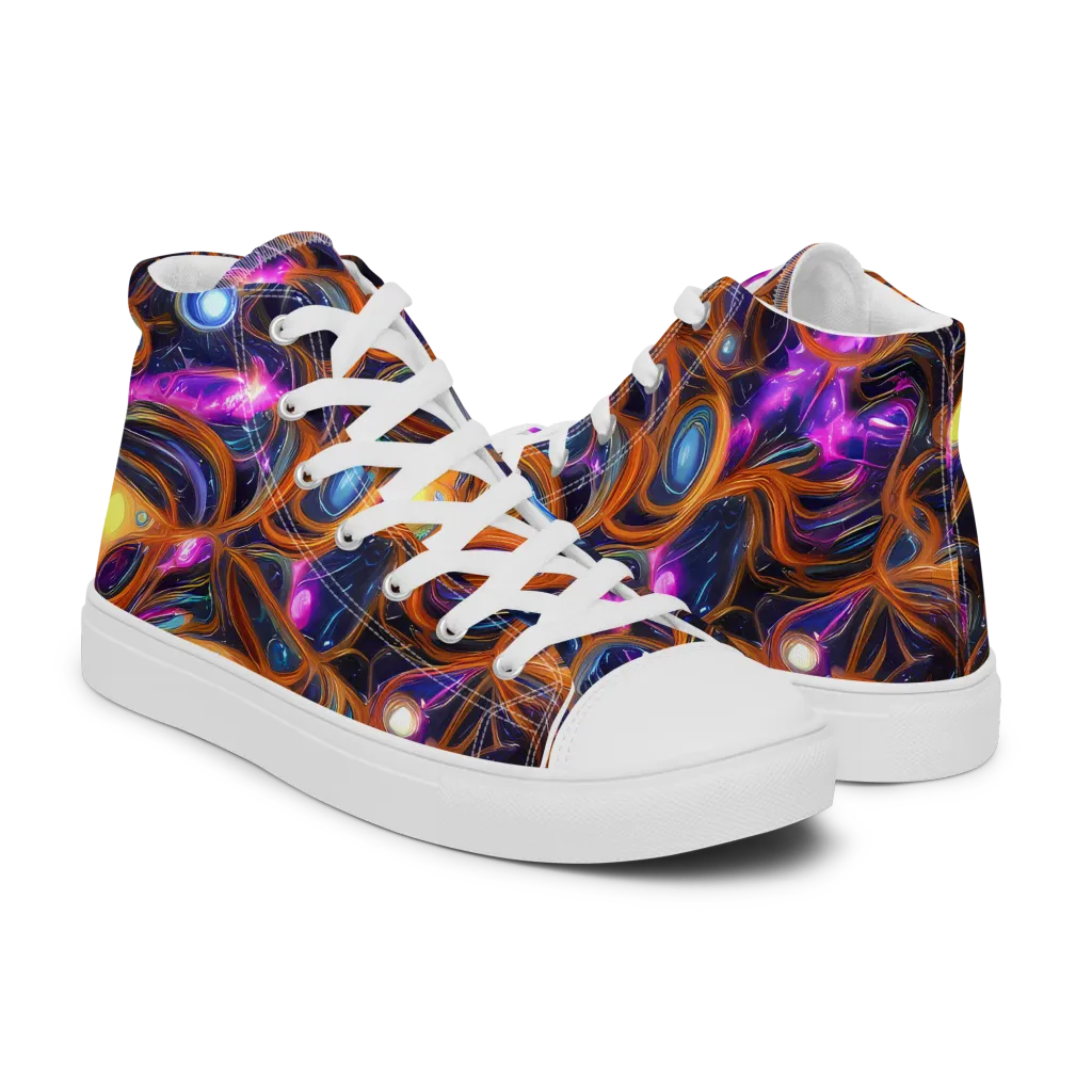Magnetic Aurora on Men's High Top Canvas Shoes — Right