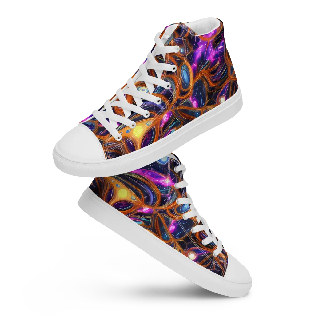 Magnetic Aurora on Men's High Top Canvas Shoes — Front