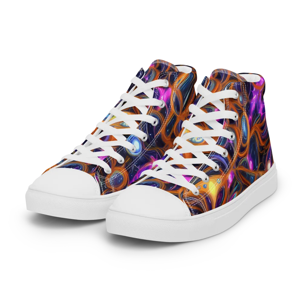 Magnetic Aurora on Women's High Top Canvas Shoes — Left Front