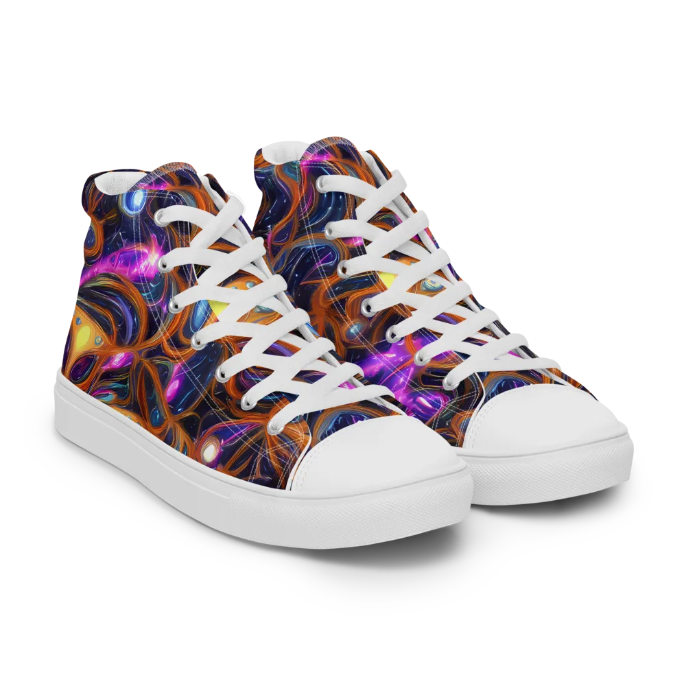 Magnetic Aurora on Women's High Top Canvas Shoes — Right Front