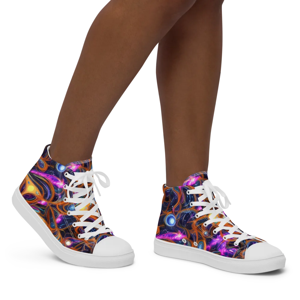 Magnetic Aurora on Women's High Top Canvas Shoes — Right