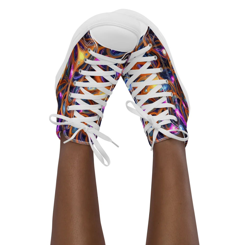 Magnetic Aurora on Women's High Top Canvas Shoes — Front
