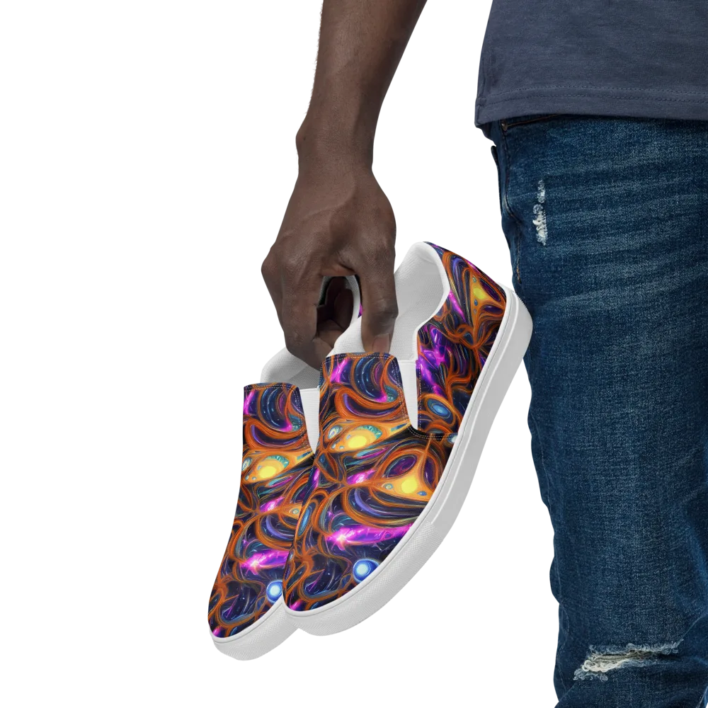 Magnetic Aurora on Men's Slip-On Canvas Shoes — Left Front