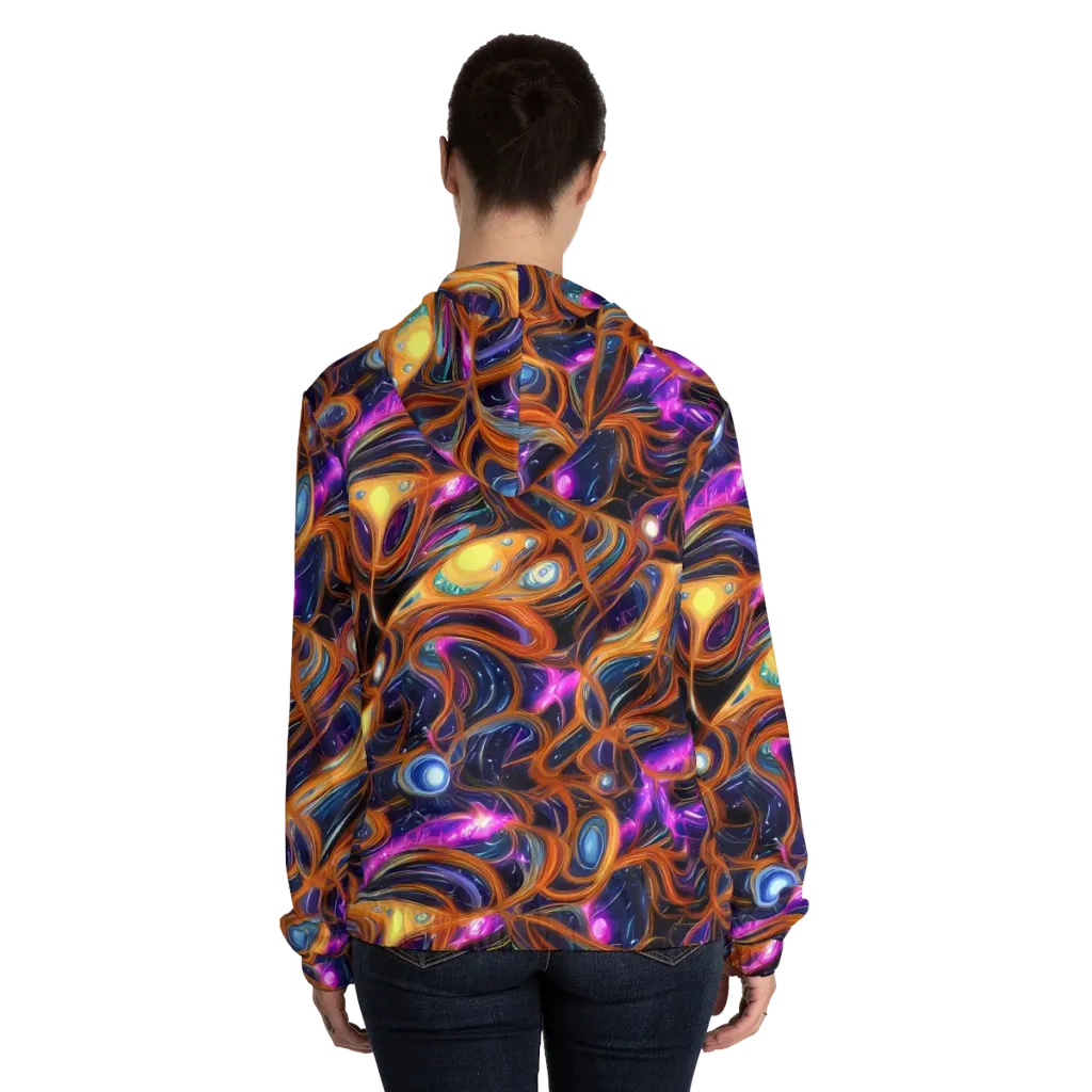 Magnetic Aurora on Women's Full-Zip Hoodie — Back On Person