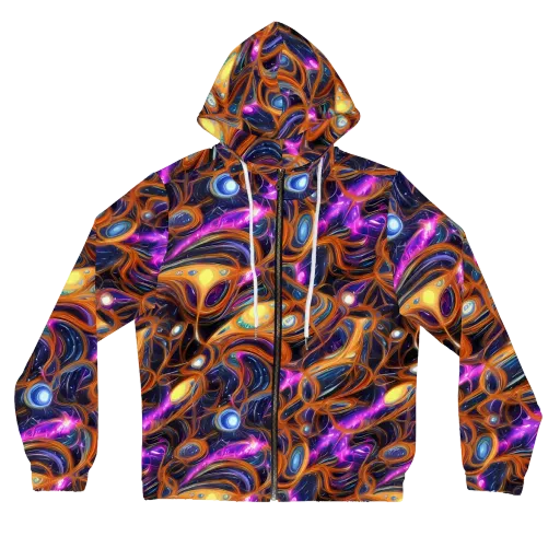 Magnetic Aurora on a Women's Full-Zip Hoodie