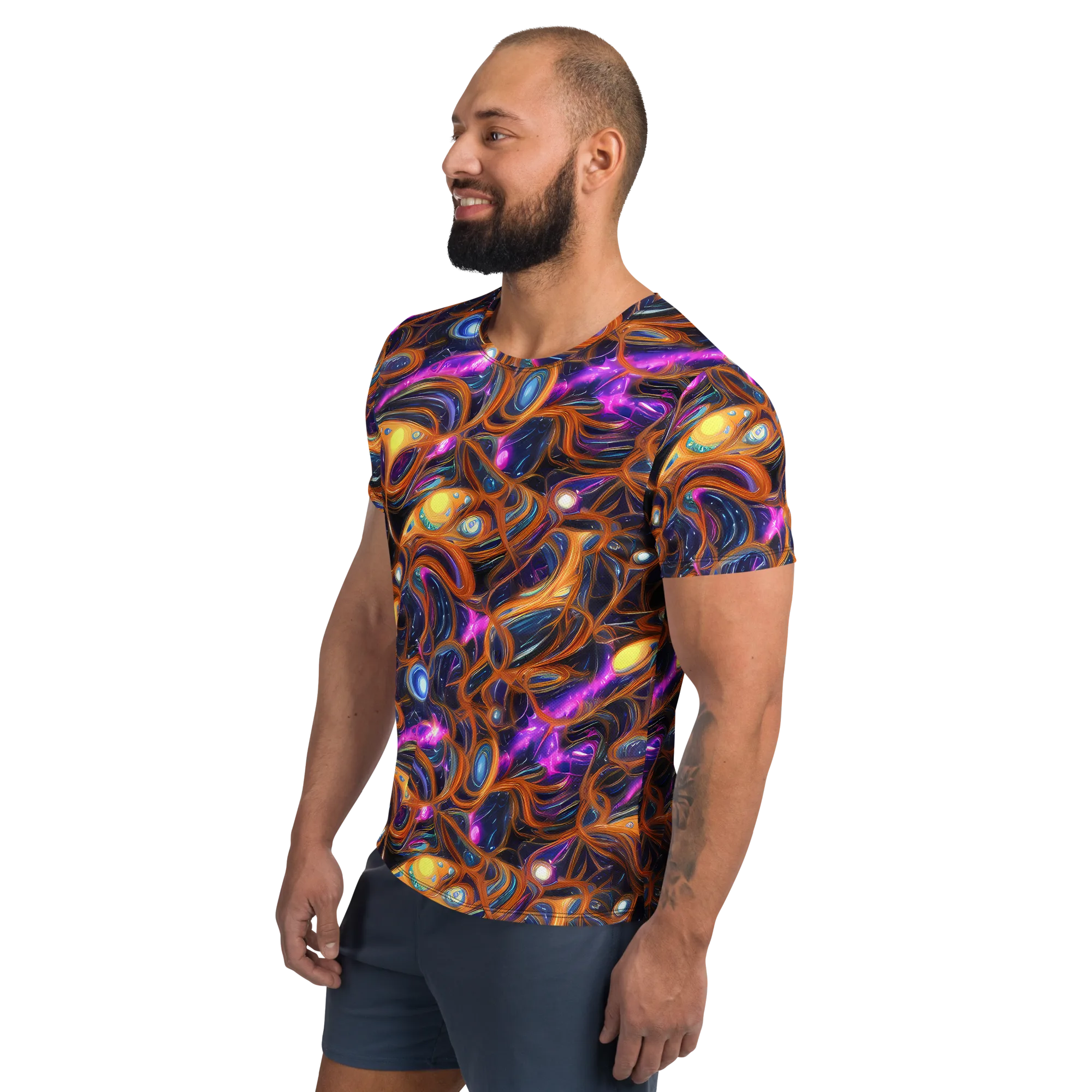 Magnetic Aurora on Men's Athletic T-Shirt — Left