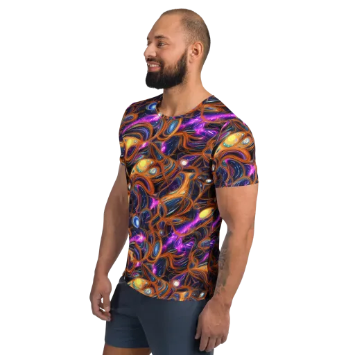 Magnetic Aurora on a Men's Athletic T-Shirt