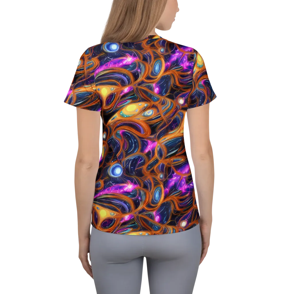 Magnetic Aurora on Women's Athletic T-Shirt — Back