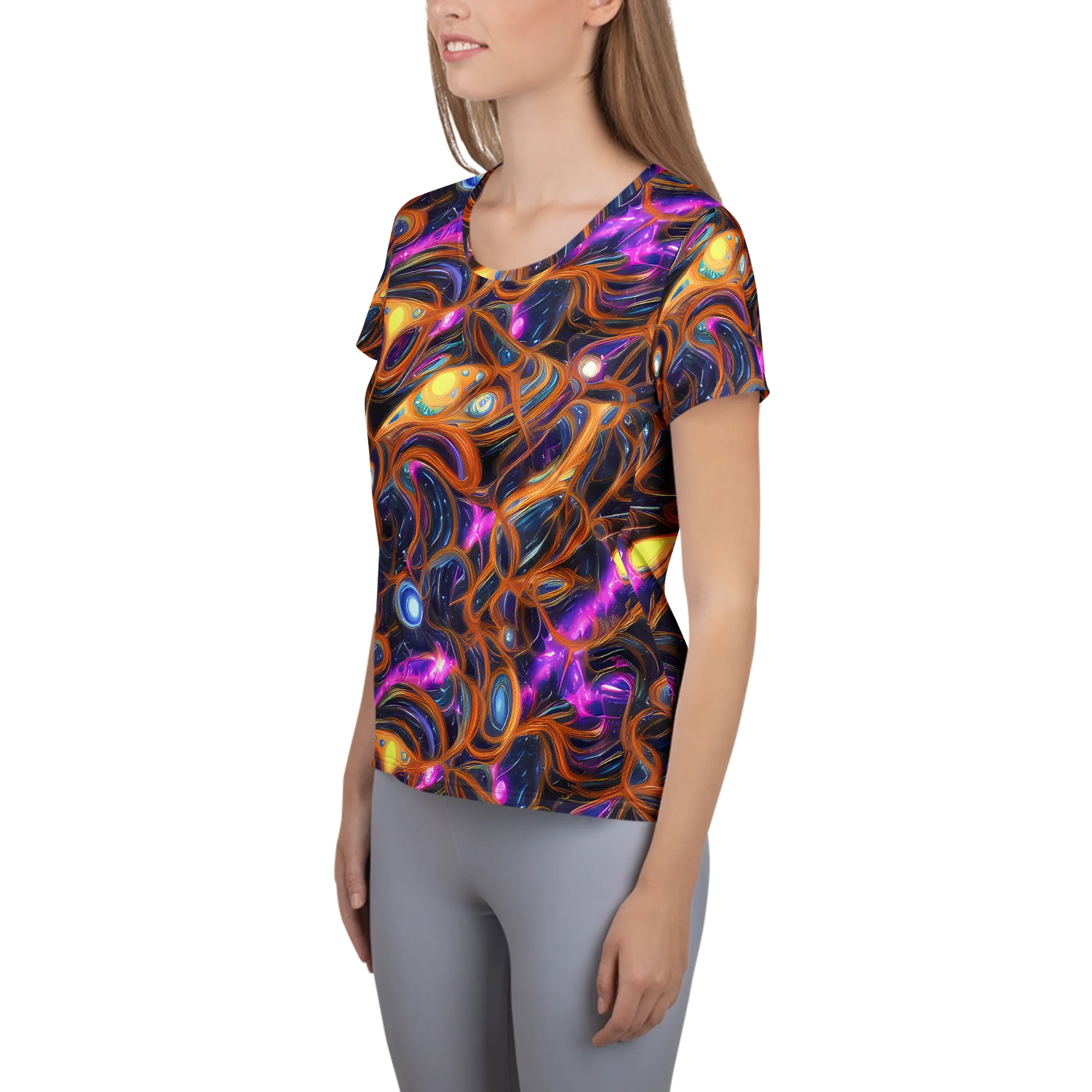 Magnetic Aurora on Women's Athletic T-Shirt — Left