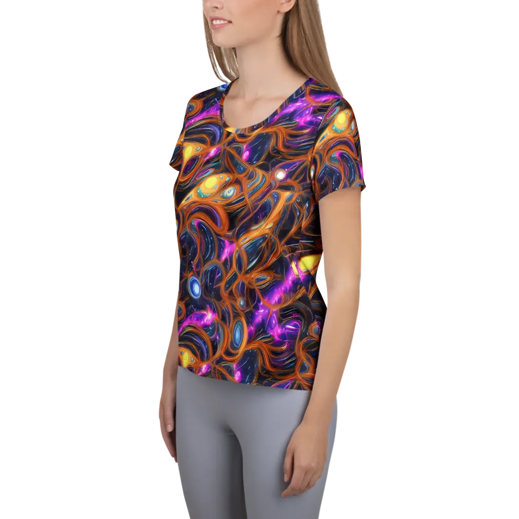 Magnetic Aurora on Women's Athletic T-Shirt — Left