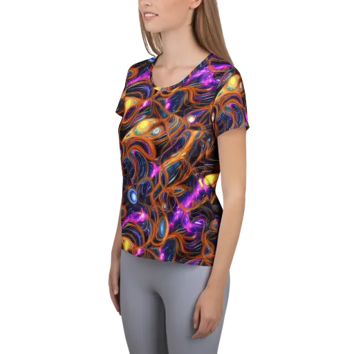 Magnetic Aurora on a Women's Athletic T-Shirt