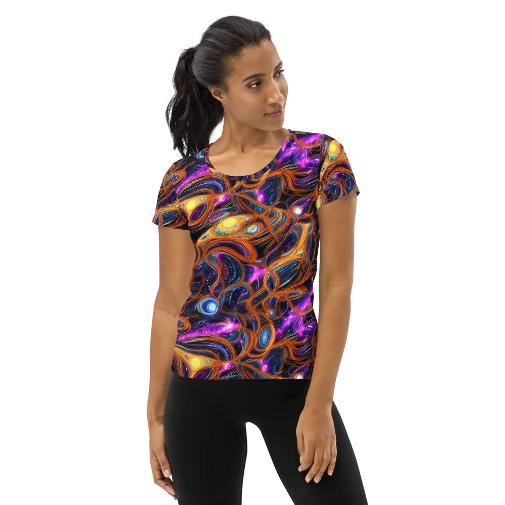 Magnetic Aurora on Women's Athletic T-Shirt — Front