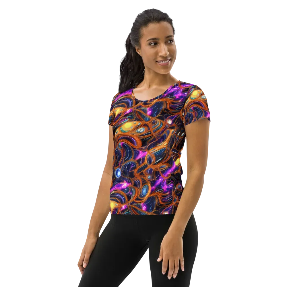 Magnetic Aurora on Women's Athletic T-Shirt — Left