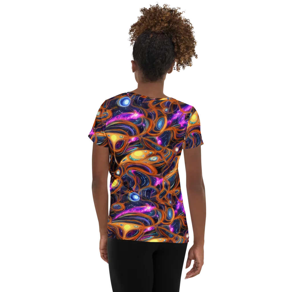 Magnetic Aurora on Women's Athletic T-Shirt — Back