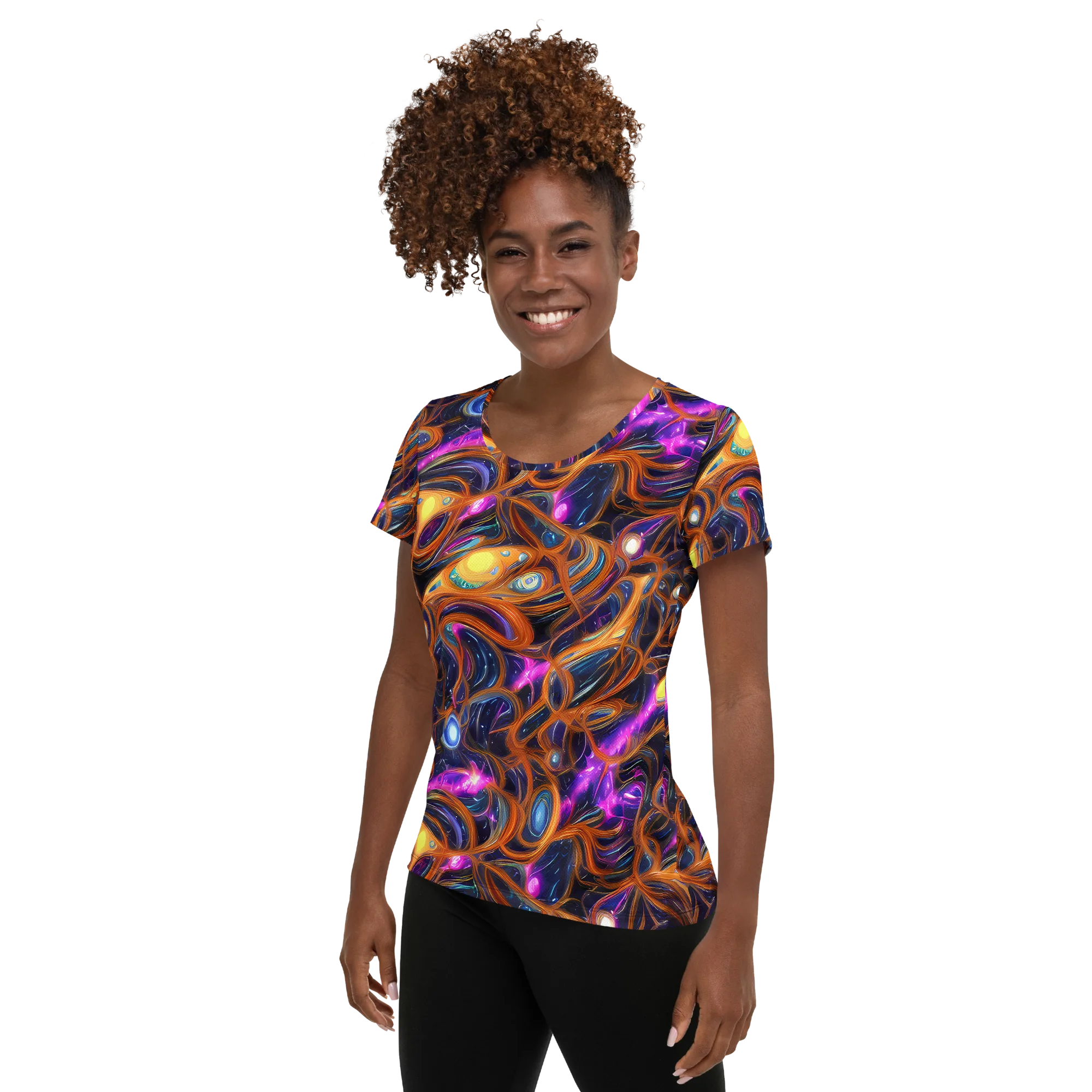 Magnetic Aurora on Women's Athletic T-Shirt — Left