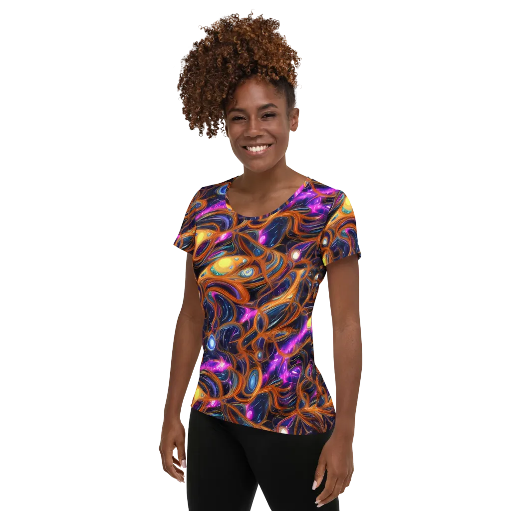 Magnetic Aurora on Women's Athletic T-Shirt — Left