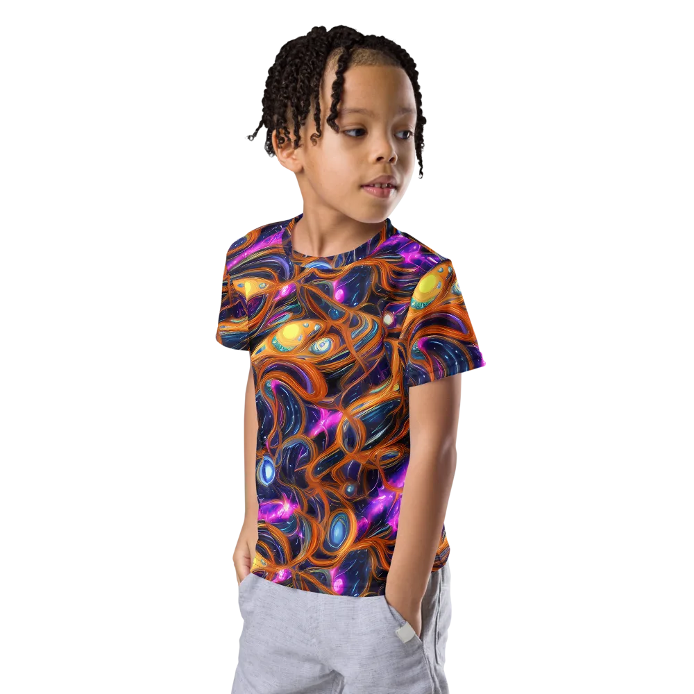 Magnetic Aurora on Kids Crew Neck T-Shirt — Left Front