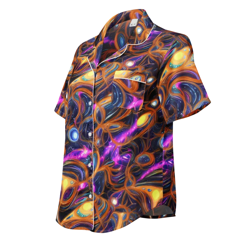 Magnetic Aurora on Women's Short Sleeve Pajama Top — Left Front