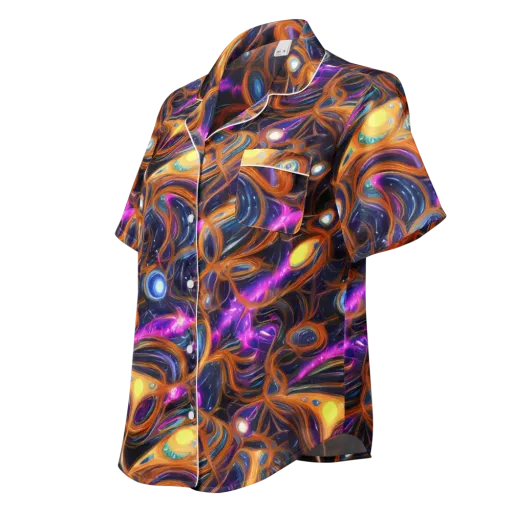 Magnetic Aurora on a Women's Short Sleeve Pajama Top