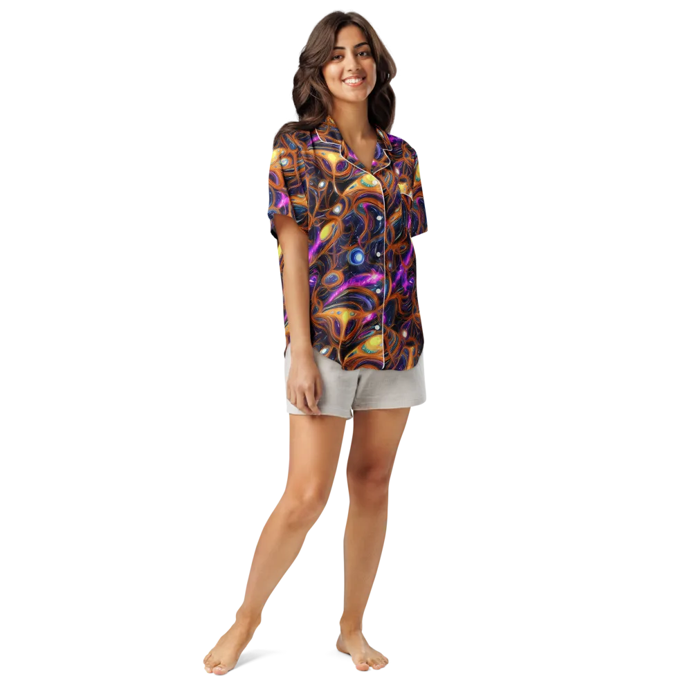 Magnetic Aurora on Women's Short Sleeve Pajama Top — Front