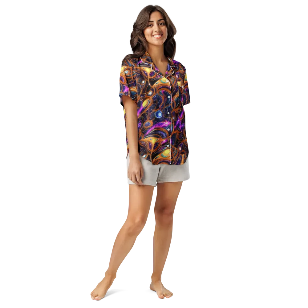 Magnetic Aurora on Women's Short Sleeve Pajama Top — Front