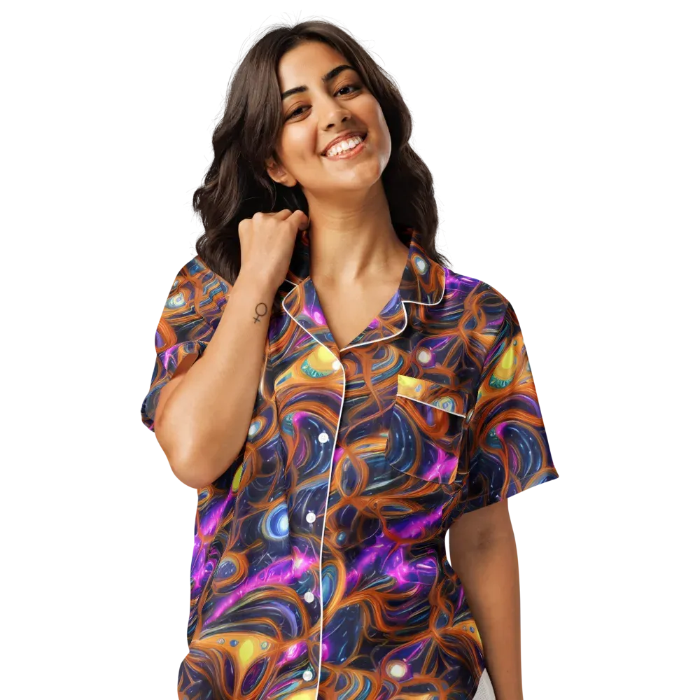 Magnetic Aurora on Women's Short Sleeve Pajama Top — Front