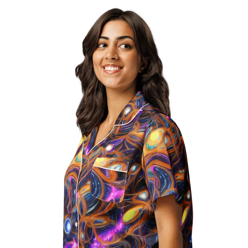 Magnetic Aurora on Women's Short Sleeve Pajama Top — Left Front