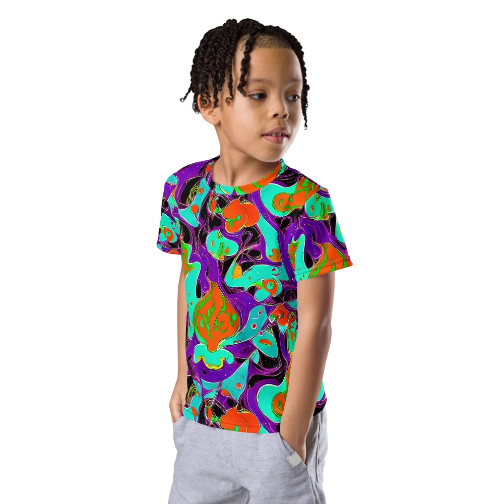 Molten Playroom on Kids Crew Neck T-Shirt — Left Front
