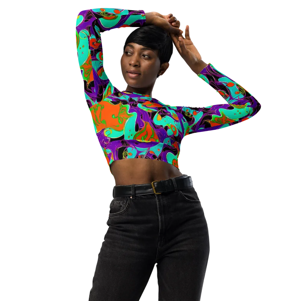 Molten Playroom on Long Sleeve Crop Top — Front