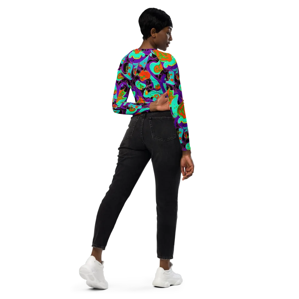 Molten Playroom on Long Sleeve Crop Top — Right Back
