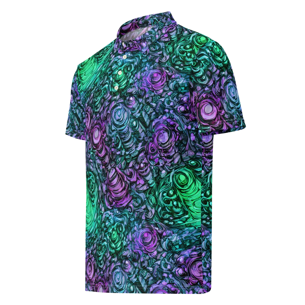 Neon Midnight Garden on Men's Slim Fit Polo Shirt — Left Front
