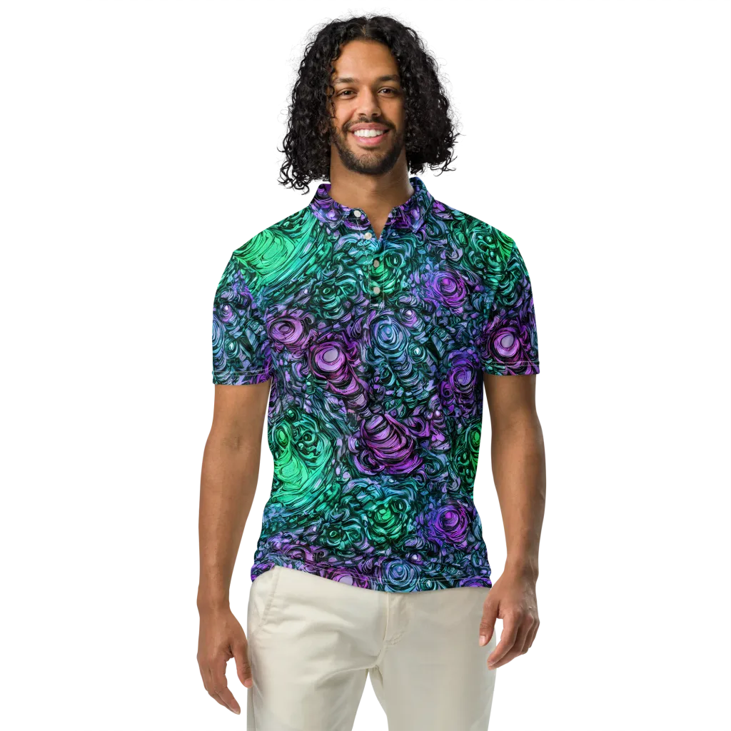 Neon Midnight Garden on Men's Slim Fit Polo Shirt — Front