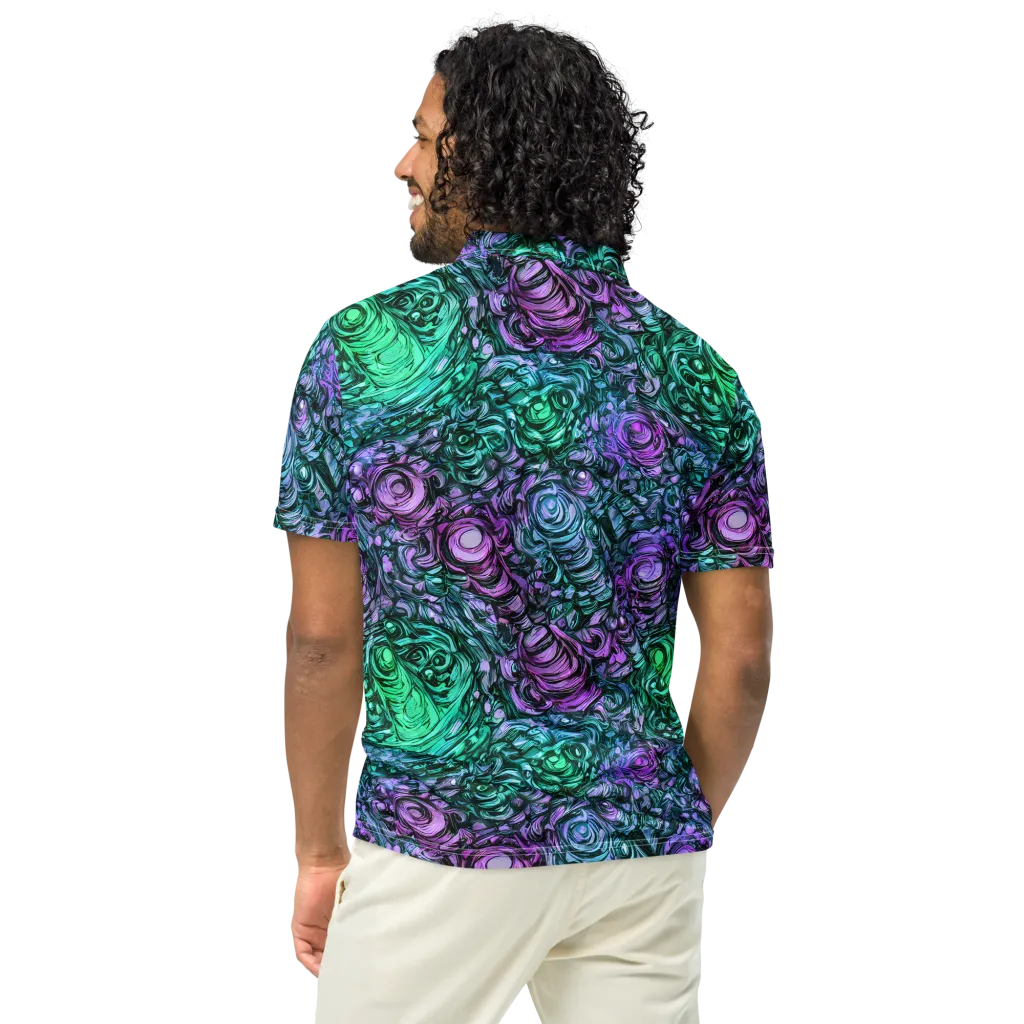 Neon Midnight Garden on Men's Slim Fit Polo Shirt — Back
