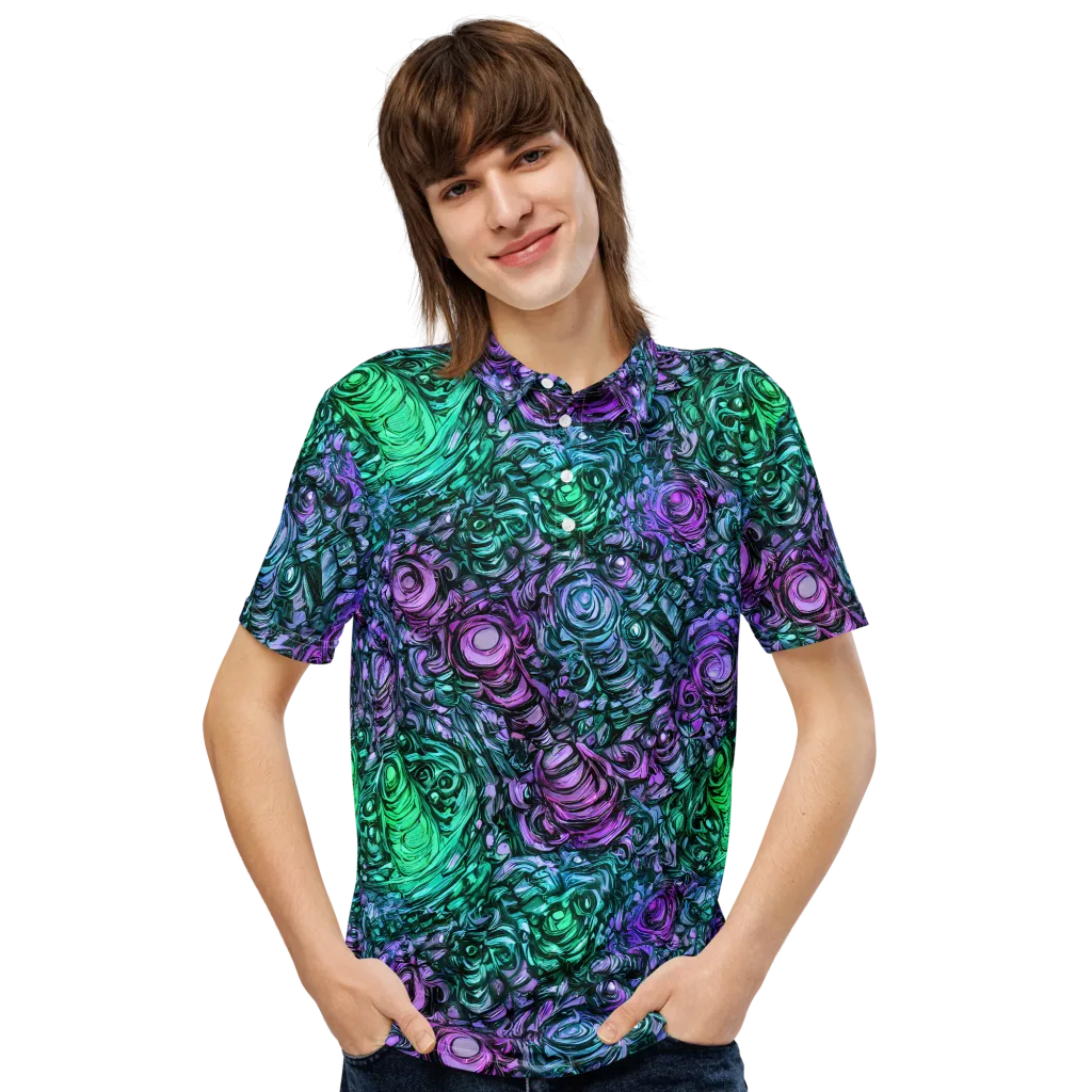 Neon Midnight Garden on Men's Slim Fit Polo Shirt — Front