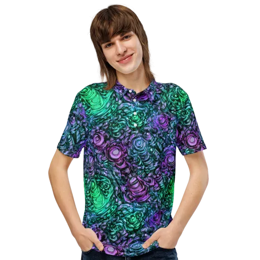 Neon Midnight Garden on a Men's Slim Fit Polo Shirt