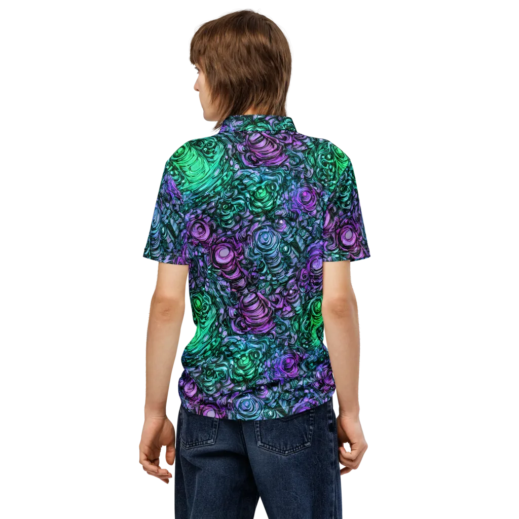 Neon Midnight Garden on Men's Slim Fit Polo Shirt — Back