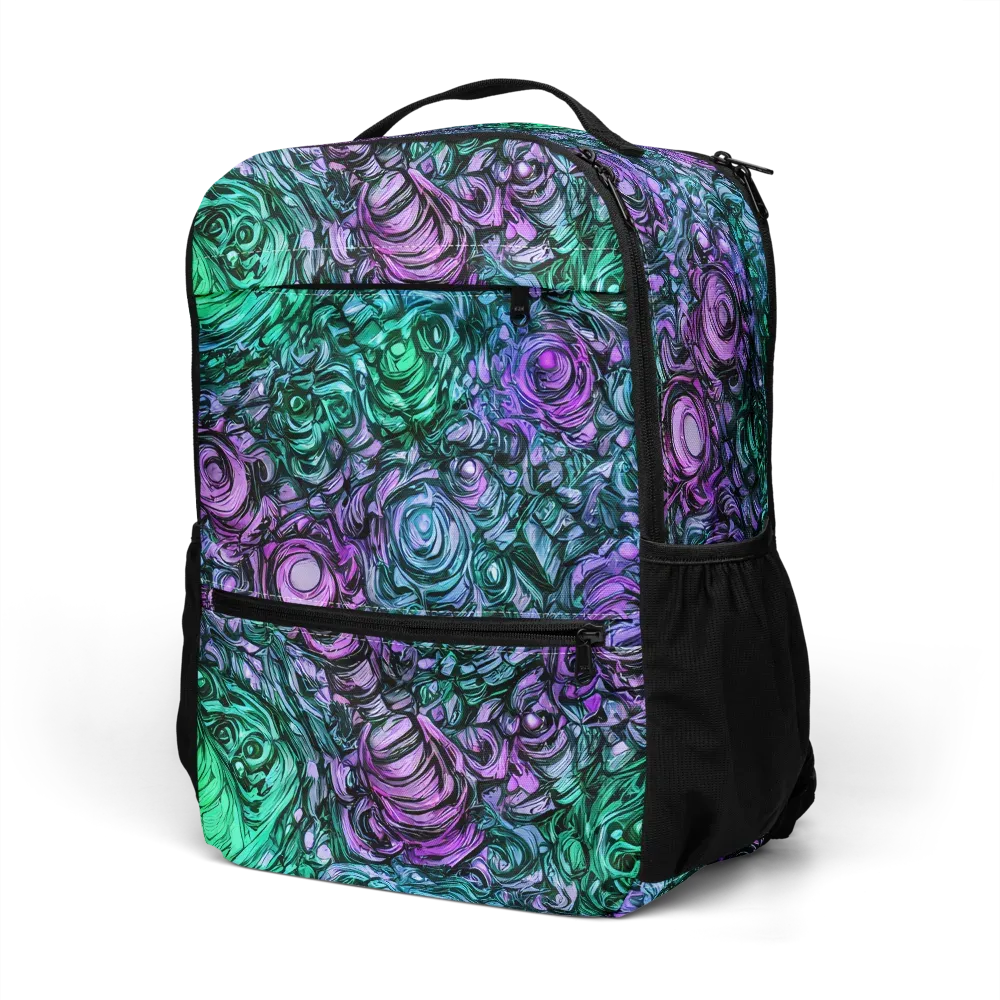 Neon Midnight Garden on Utility Backpack — Left Front