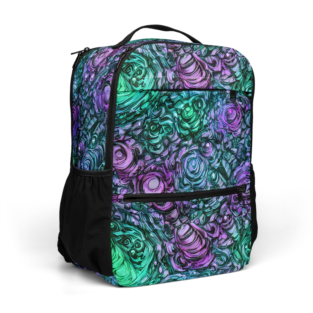 Neon Midnight Garden on Utility Backpack — Right Front