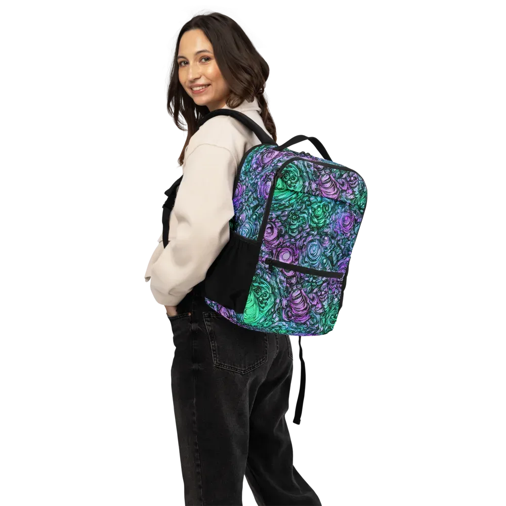 Neon Midnight Garden on Utility Backpack — Back