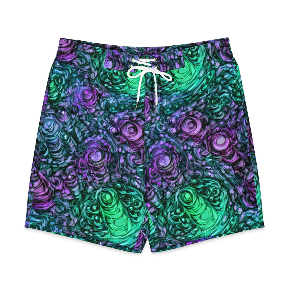 Neon Midnight Garden on Men's Board Shorts — Front