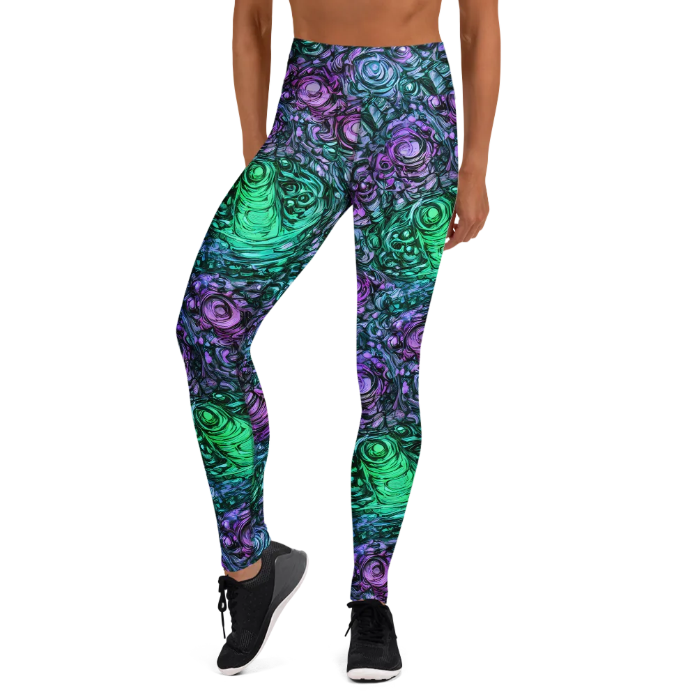 Neon Midnight Garden on Yoga Leggings — Front