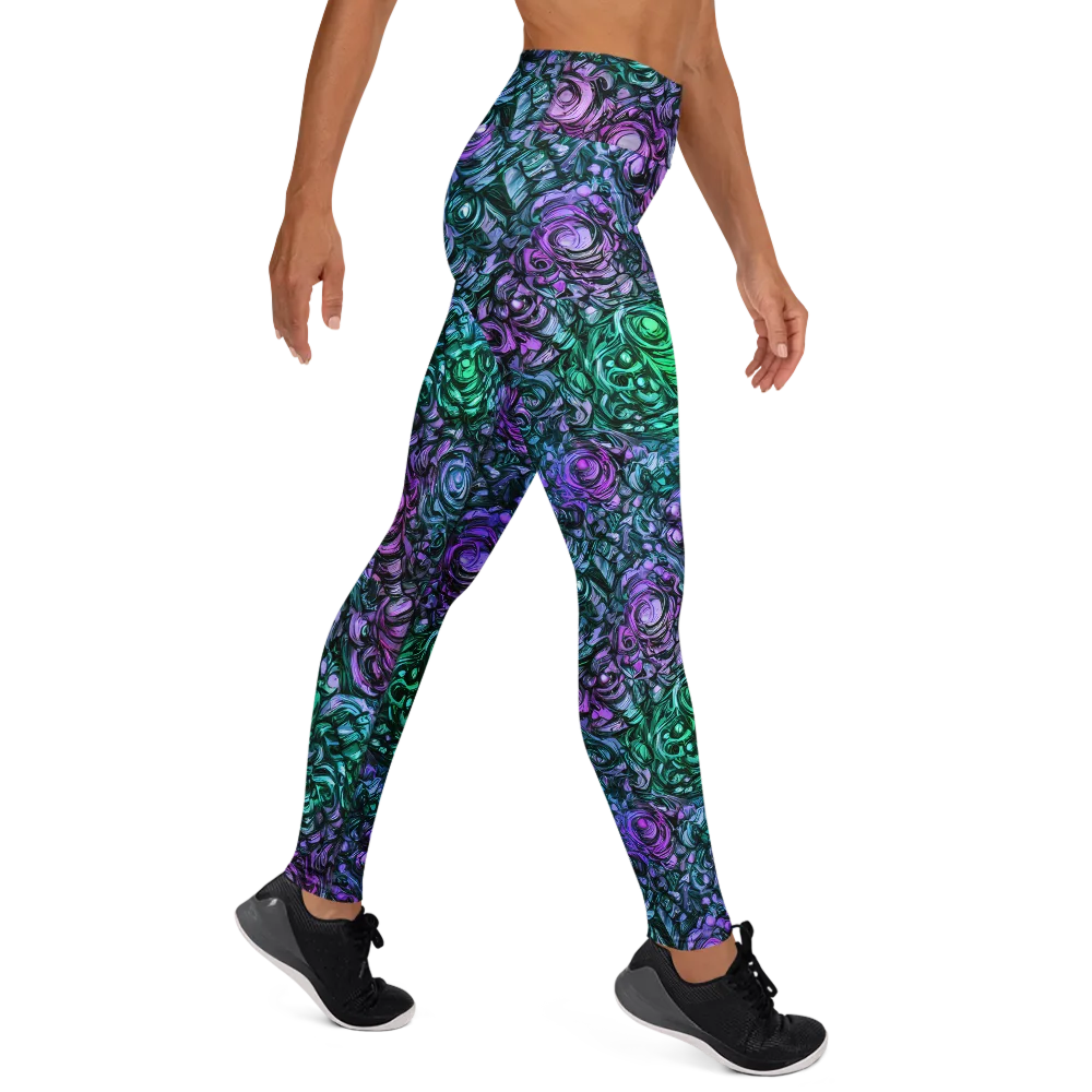 Neon Midnight Garden on Yoga Leggings — Right
