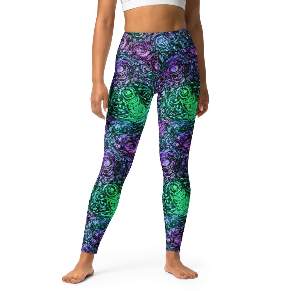 Neon Midnight Garden on Yoga Leggings — Front